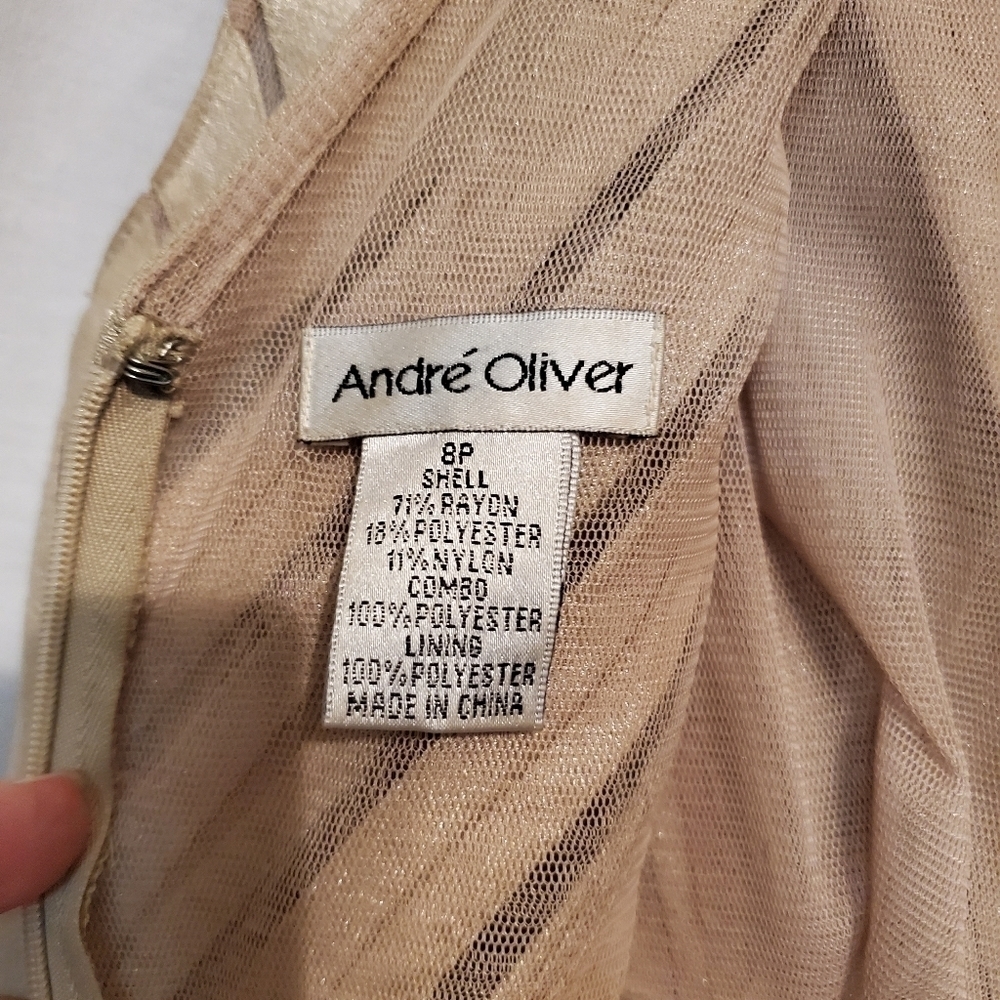 Andre Oliver Gold Mini Dress Size 8P - Picture 7 of 7